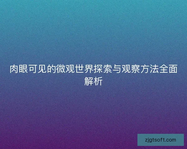肉眼可见的微观世界探索与观察方法全面解析